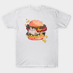 Cute and funny cat burger. T-Shirt